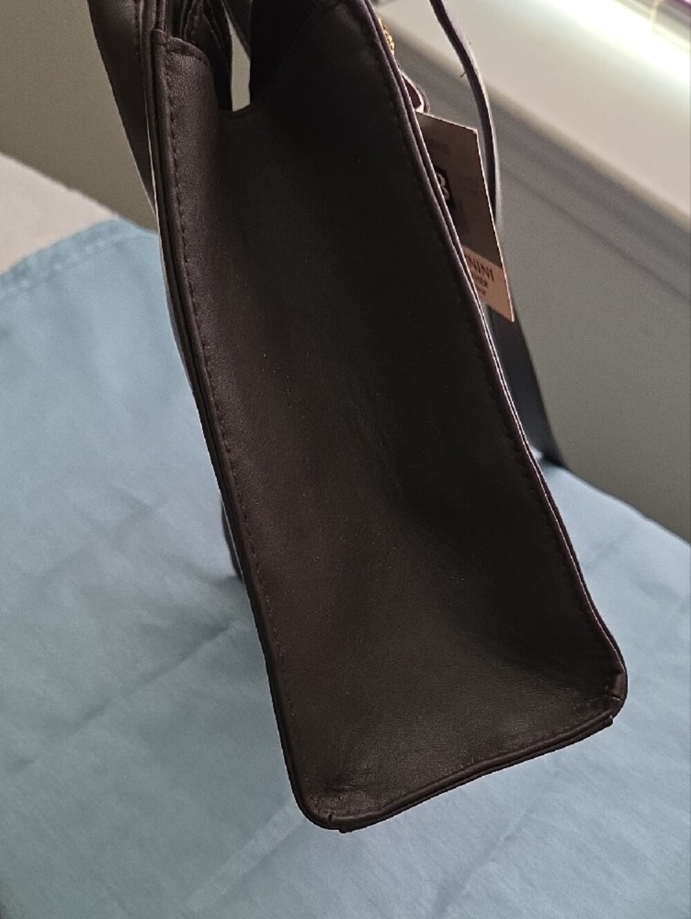 Giani Bernini Dark Brown Genuine Leather Satchel with Top Handles - Picture 11 of 12